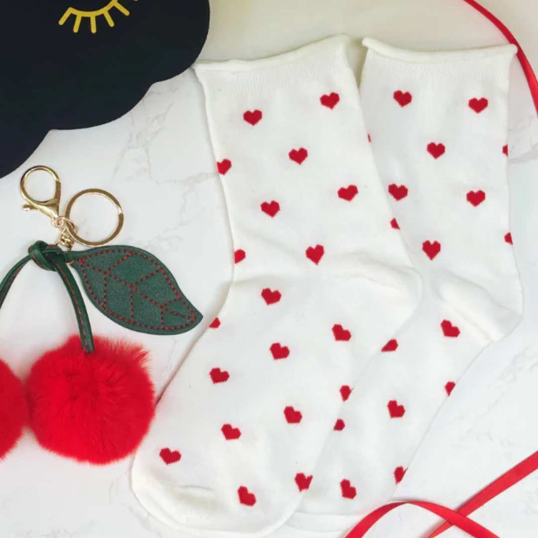 Heart print socks
