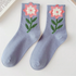 Blue flower print socks