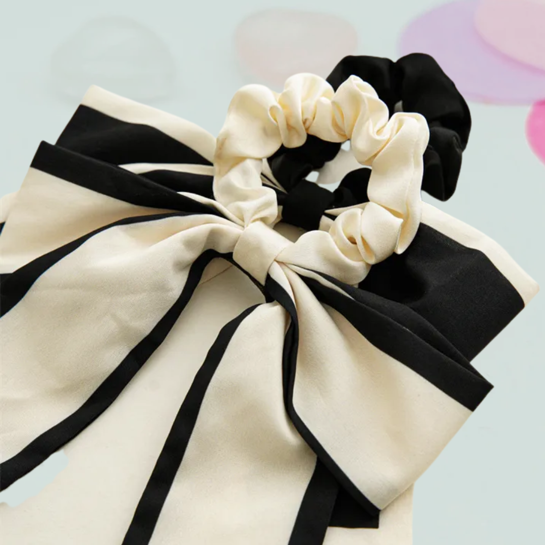 Soft White Bow Satin Scrunchie
