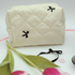 Cream Quilted Bow Cosmetics Bag