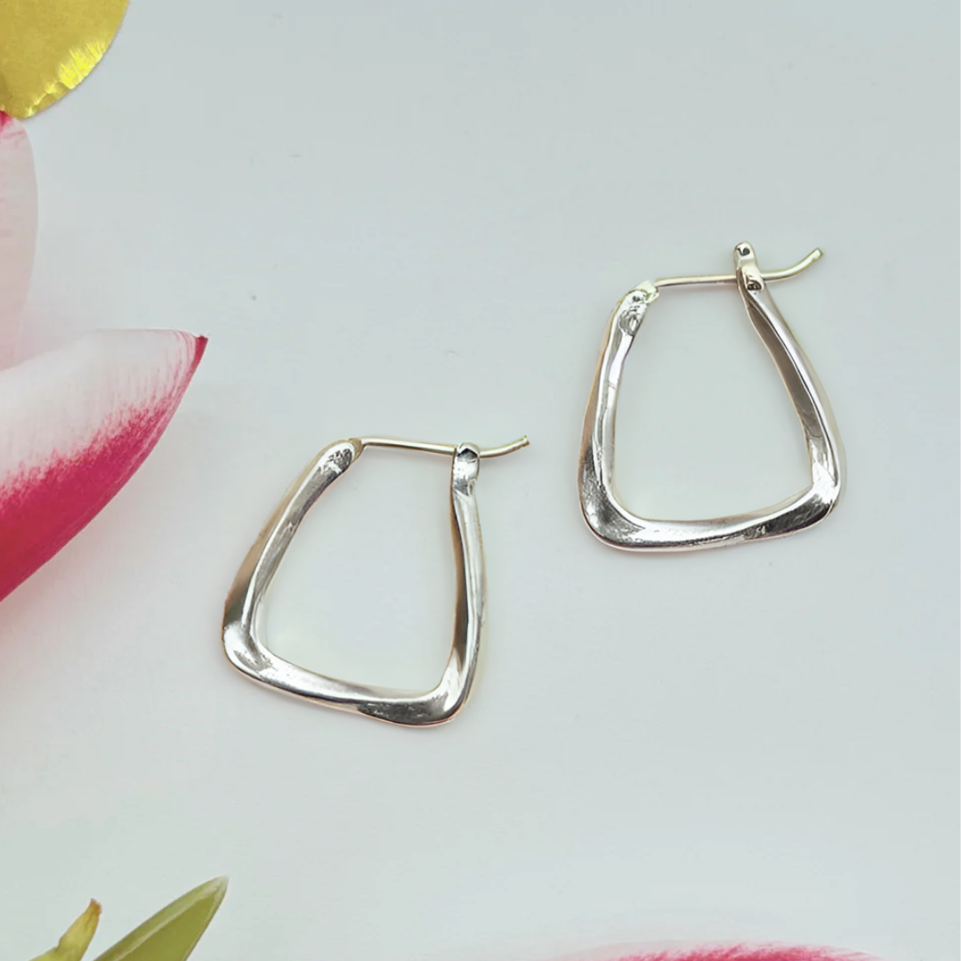 Silver Geometric Hoop Earrings