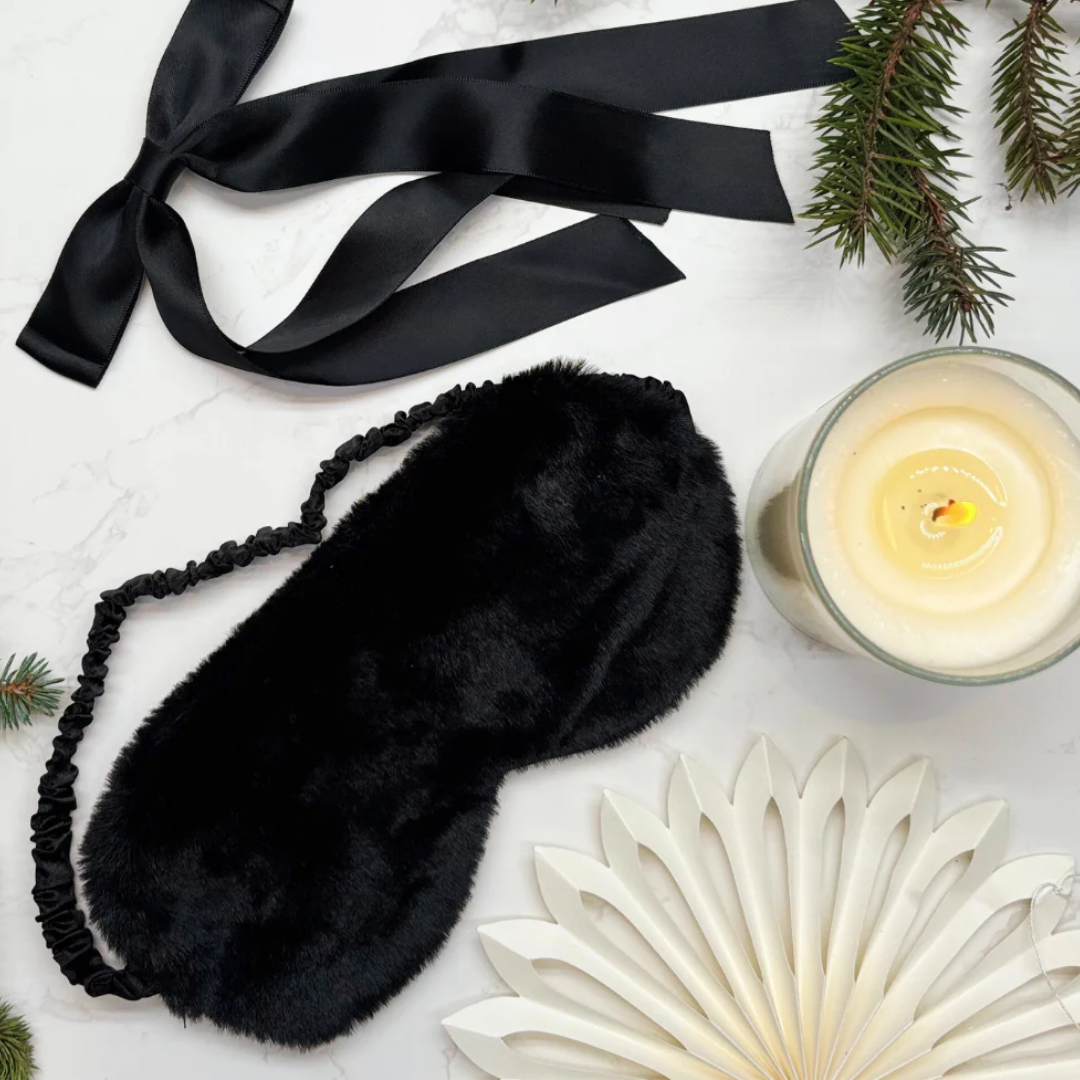 Black Fluffy Sleep Mask 