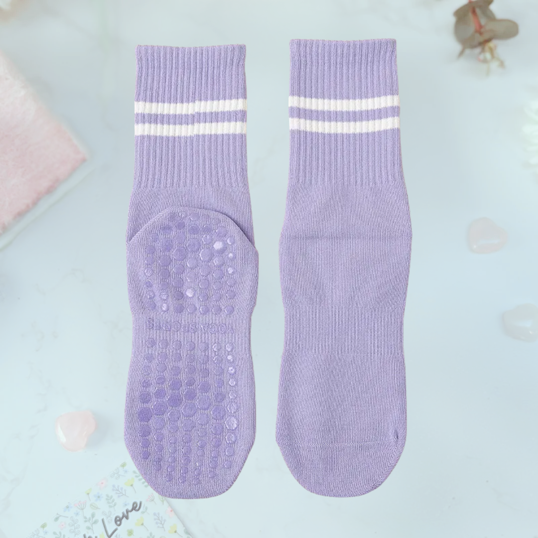 Lilac Pilates Grip Socks