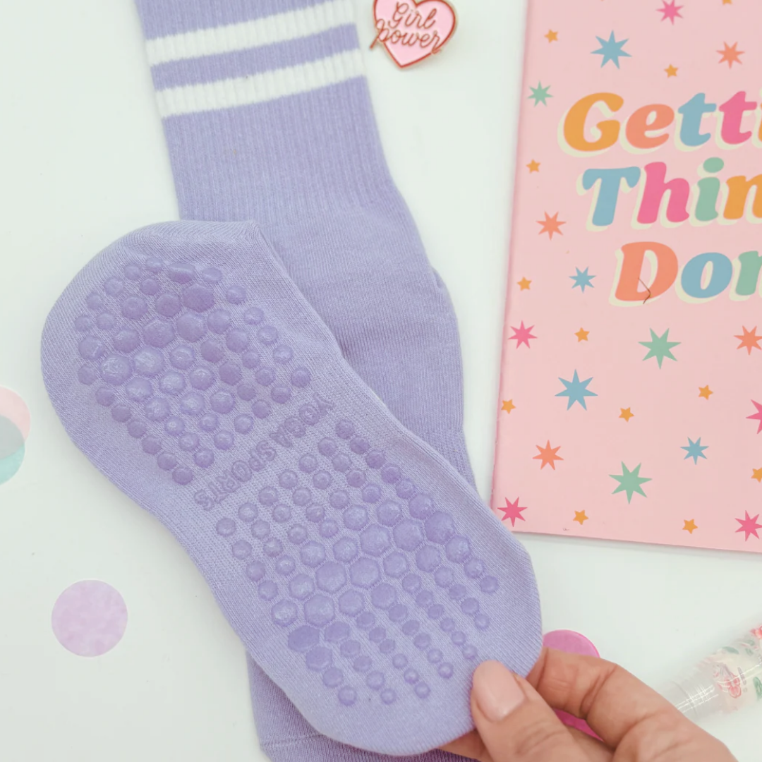 Lilac Pilates Grip Socks
