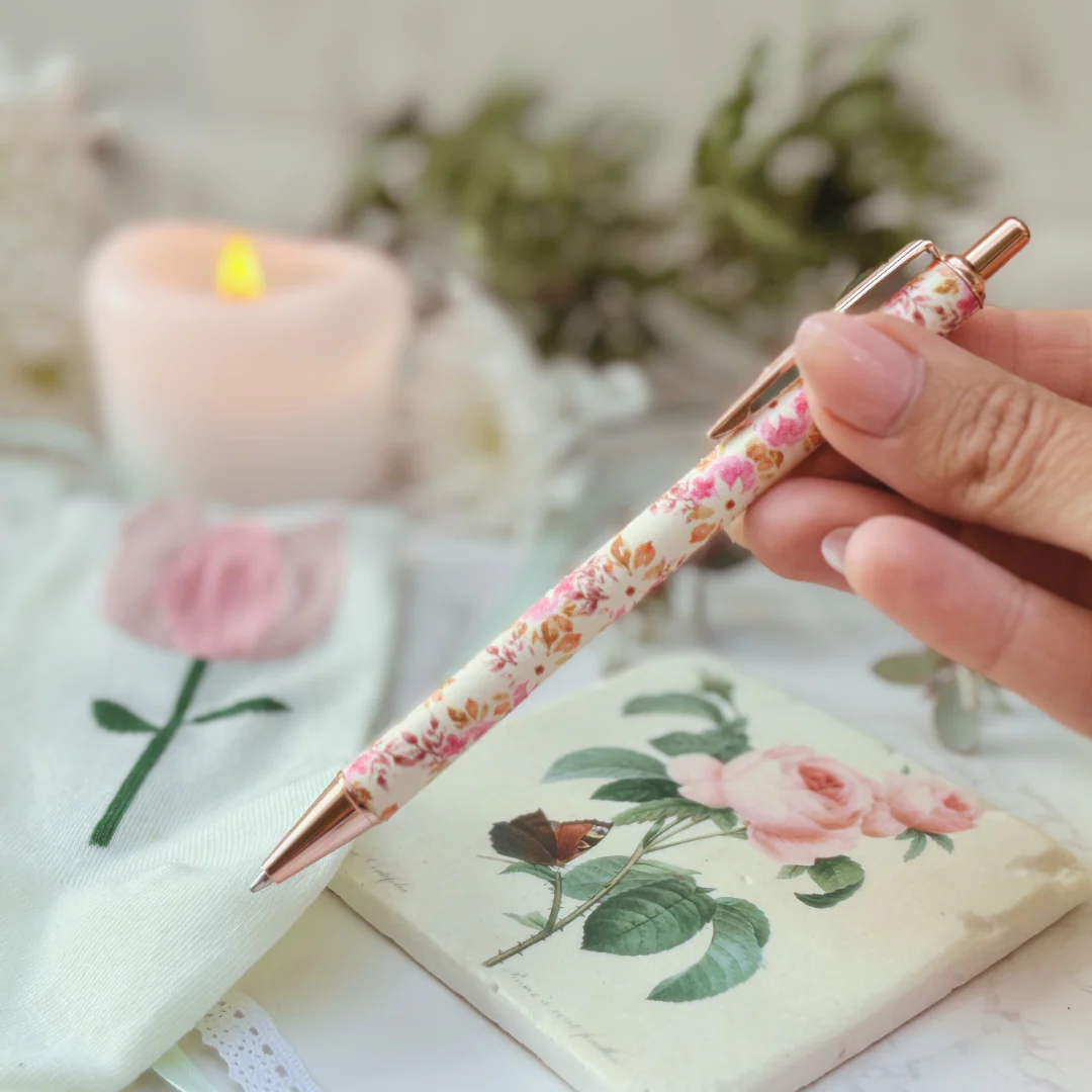 Rose Gold Floral Pen