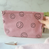 Pink Smiley Face Corduroy Cosmetics Bag