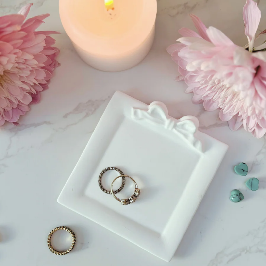 White Bow Trinket Tray