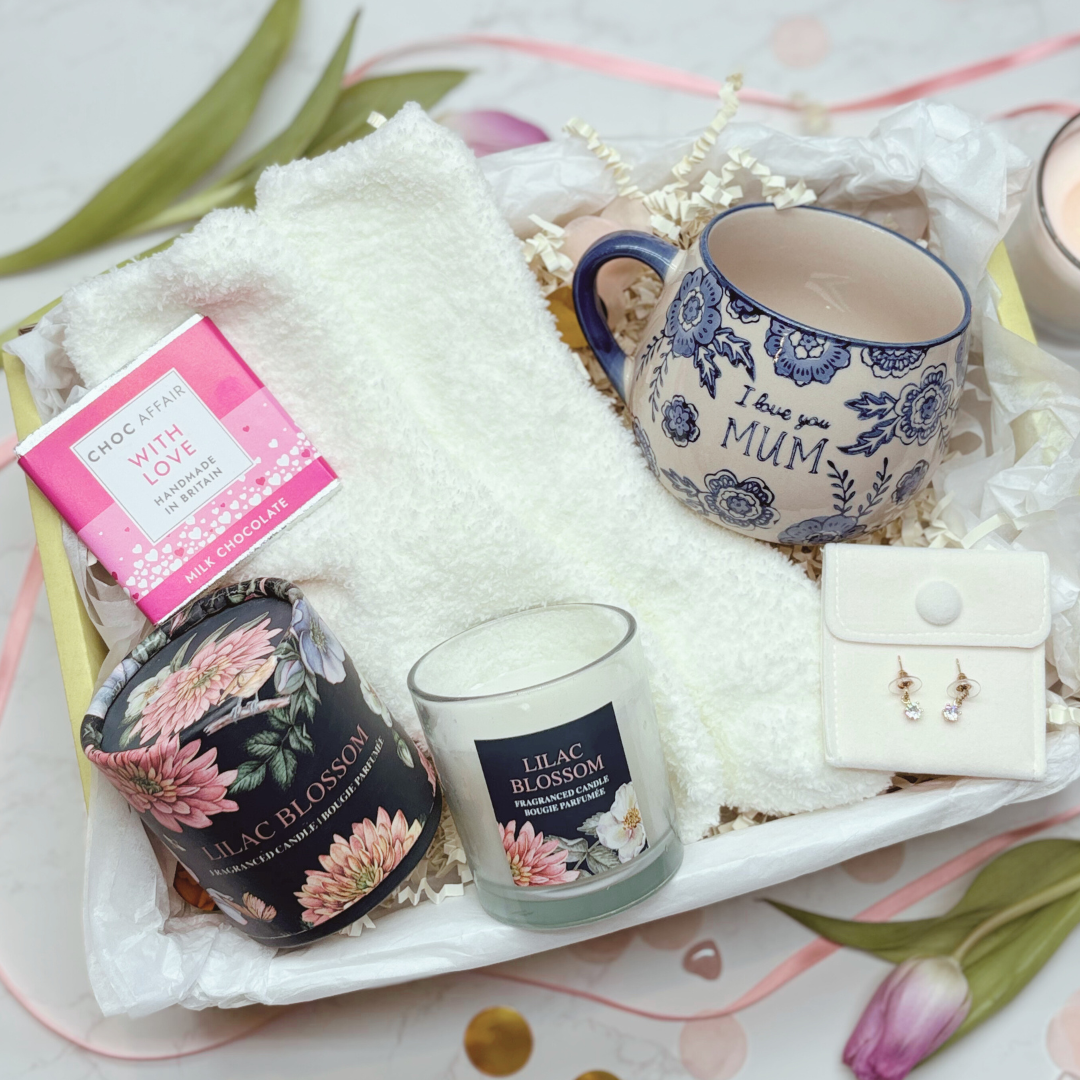 I Love You Mum Gift  – Mug, Candle, Cosy Socks &amp; Earrings, ideal Mother’s Day Gift