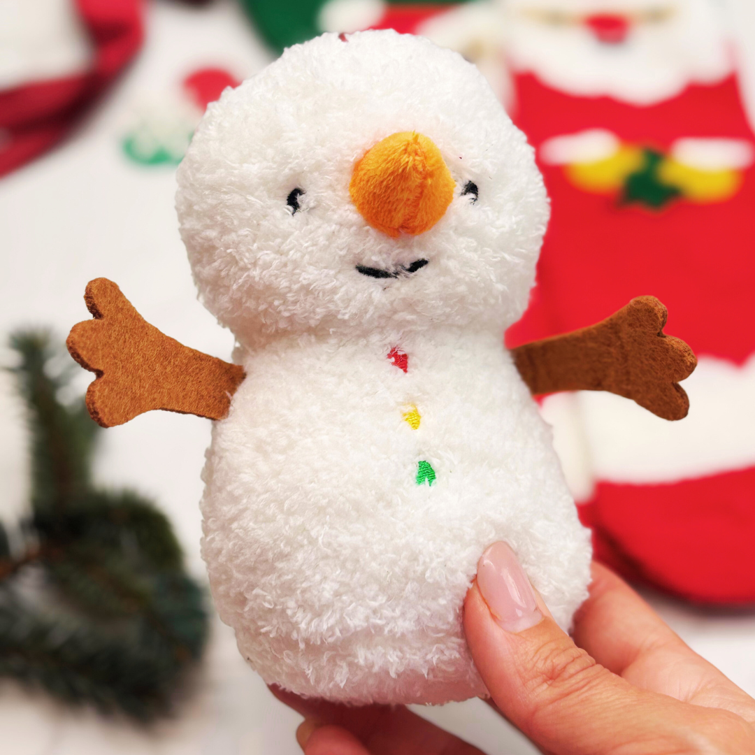 Baby’s First Christmas Gift Box – Snowman Toy, Festive Socks &amp; Snap Band for Baby or Toddler