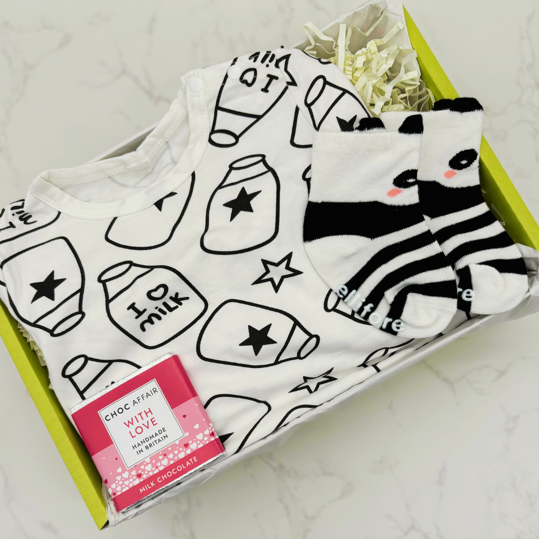 New Baby Gift - I Love Milk Letterbox Gift Set