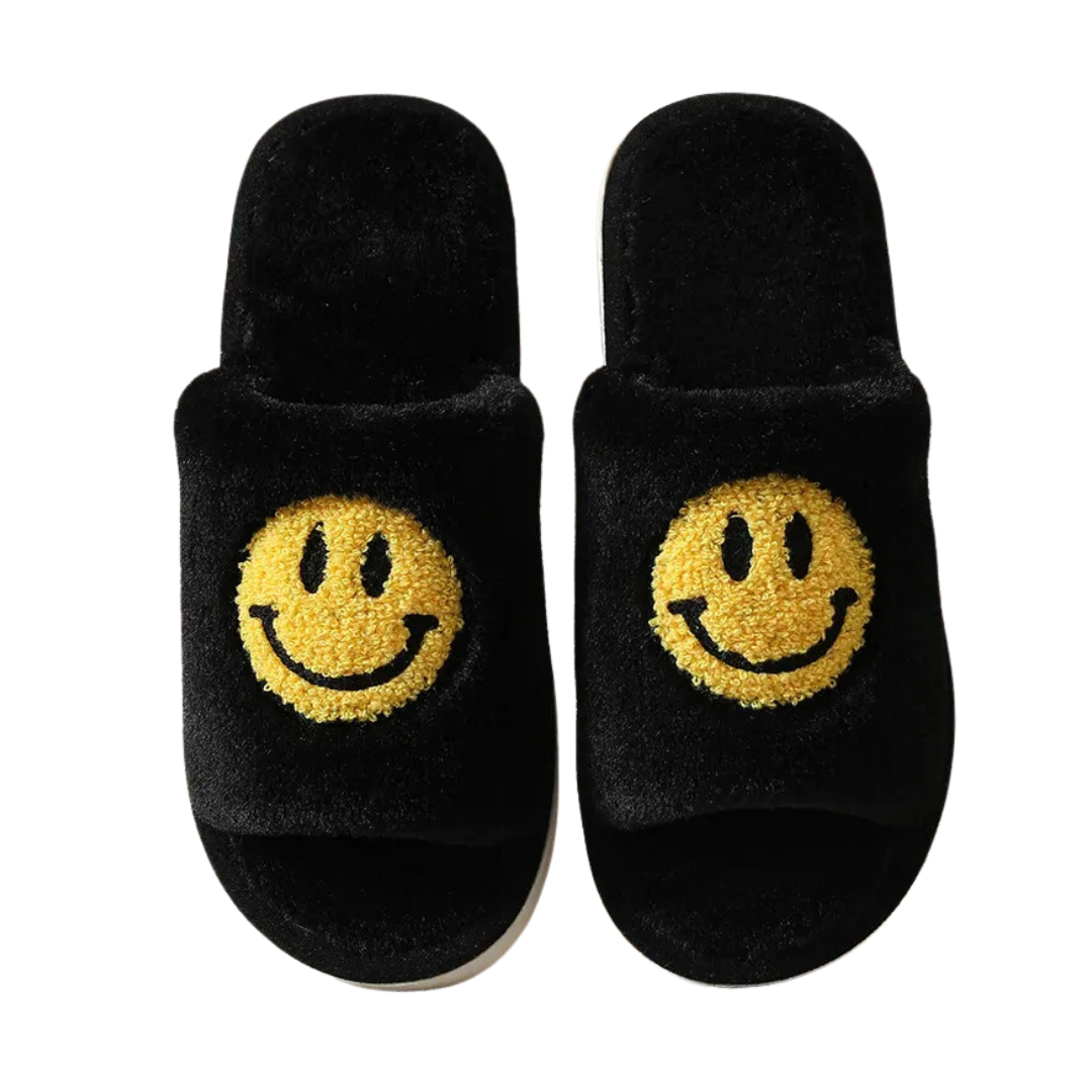 Smiley Face Black Slippers – Bestseller Christmas Gift for Men &amp; Dad