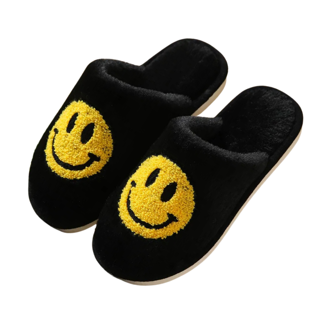 Smiley Face Black Slippers – Bestseller Christmas Gift for Men &amp; Dad