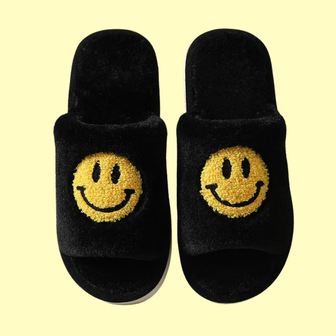 Happy Face Slipper - Black