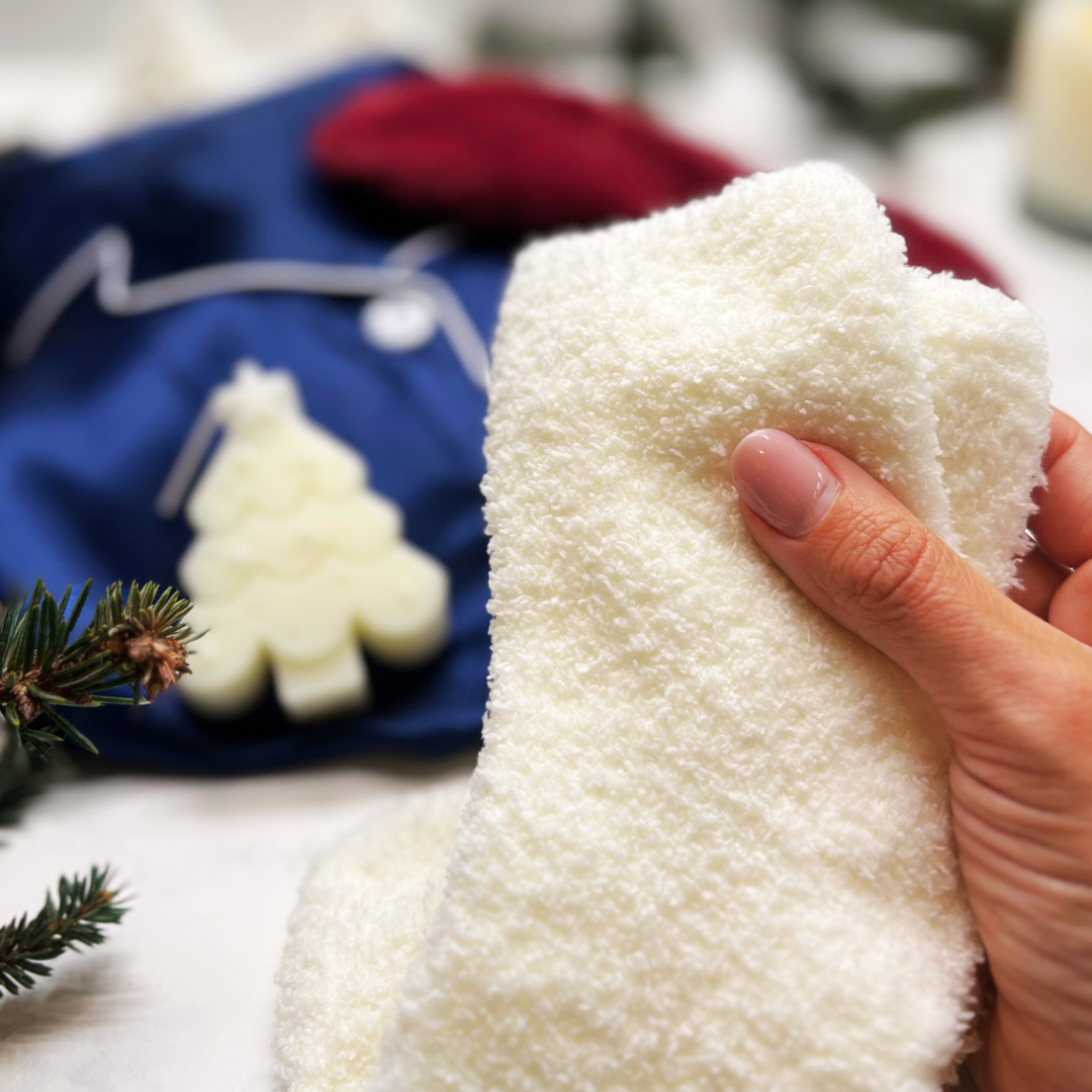 Festive Luxury Pyjama Gift Box – Satin Christmas PJs, Candle, Socks &amp; Accessories for Her - ROYAL BLUE