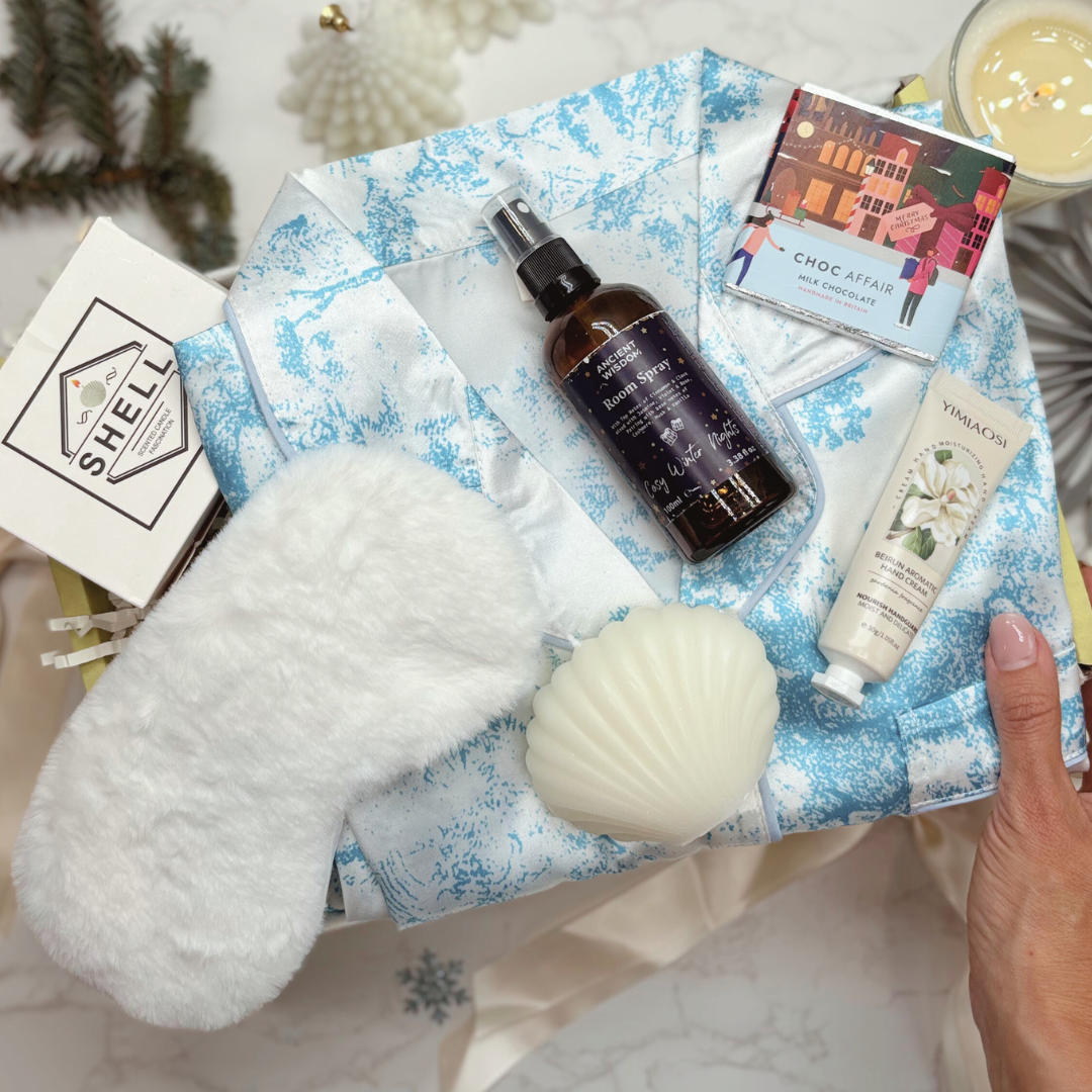 Luxury Winter Nights Pamper Gift Box – Christmas Pyjamas, Candle, Room Spray &amp; Self-Care for Her