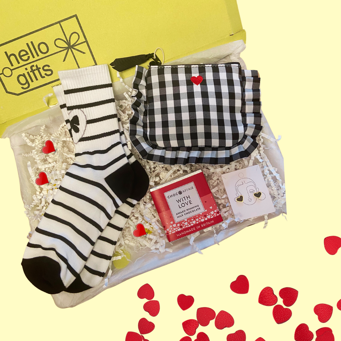 The Bows and Hearts Purse, Earrings and Socks Letterbox Gift