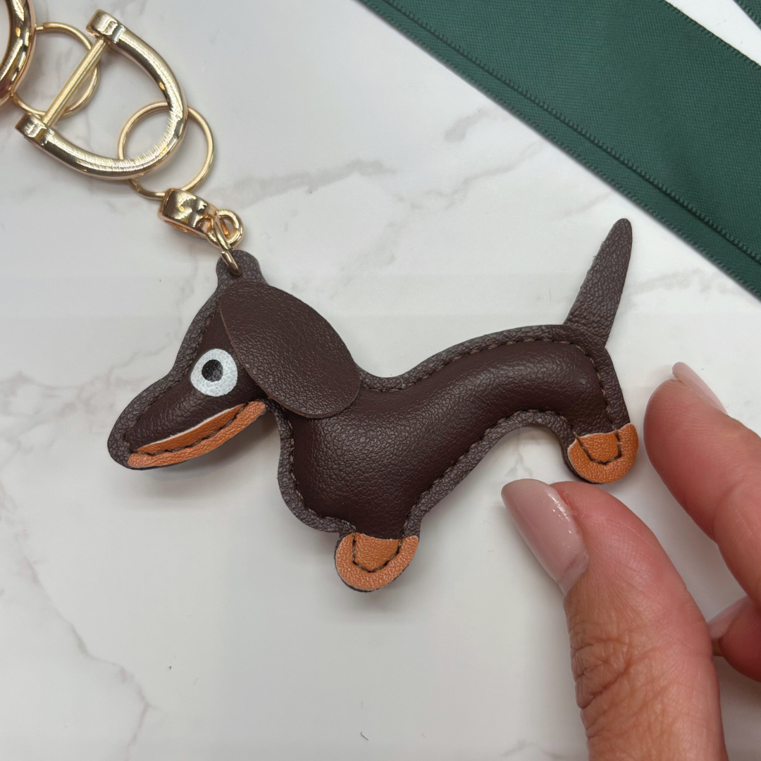 Brown Dachshund Keyring with Braided Strap – Cute Sausage Dog Lover Stocking Filler