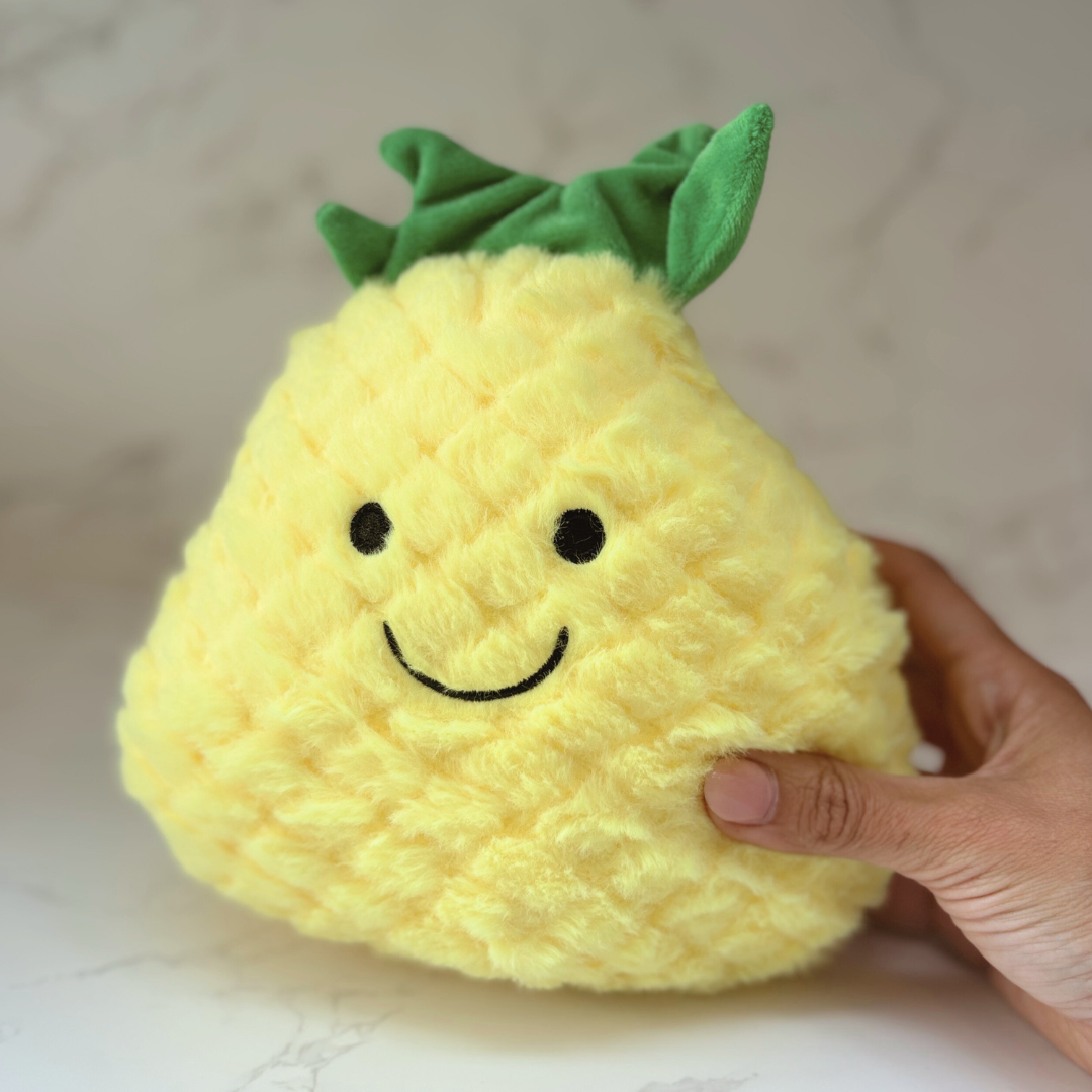 Plush Pineapple Soft Toy – Smiley Fruit Cuddly – Cute Gift For Kids