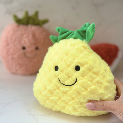 Plush Pineapple Soft Toy – Smiley Fruit Cuddly – Cute Gift For Kids