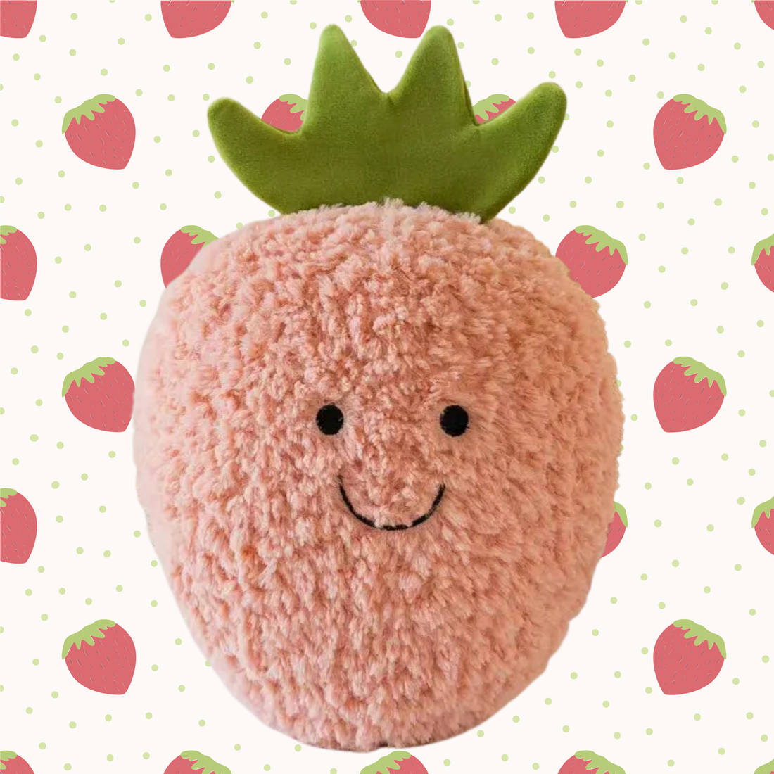 Plush Strawberry Soft Toy – Smiley Fruit Cuddly