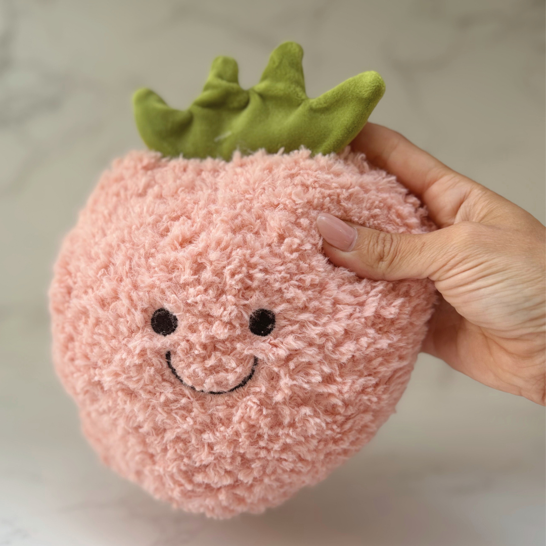 Plush Strawberry Soft Toy – Smiley Fruit Cuddly