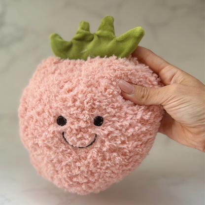 Plush Strawberry Soft Toy – Smiley Fruit Cuddly