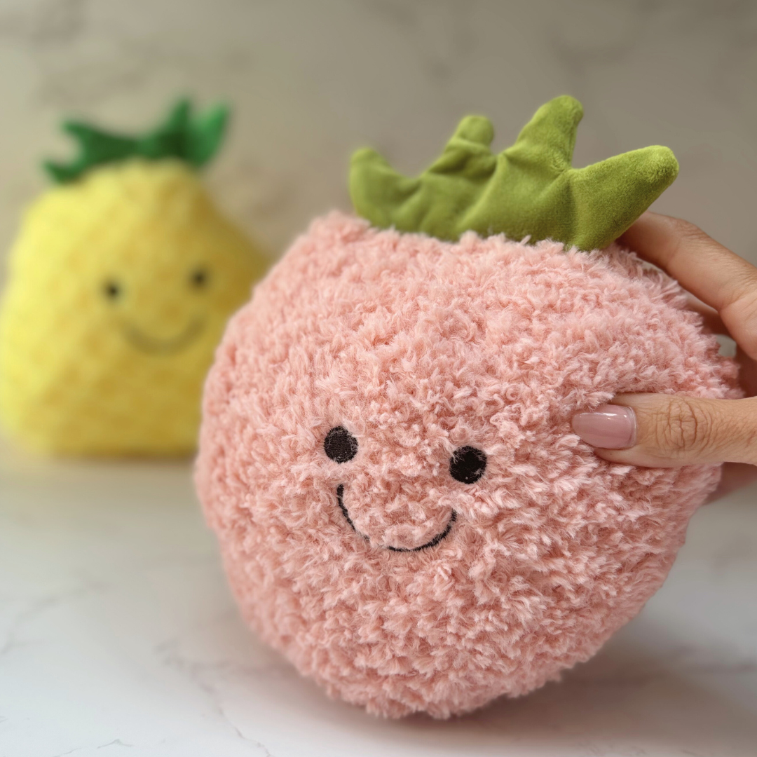 Plush Strawberry Soft Toy – Smiley Fruit Cuddly