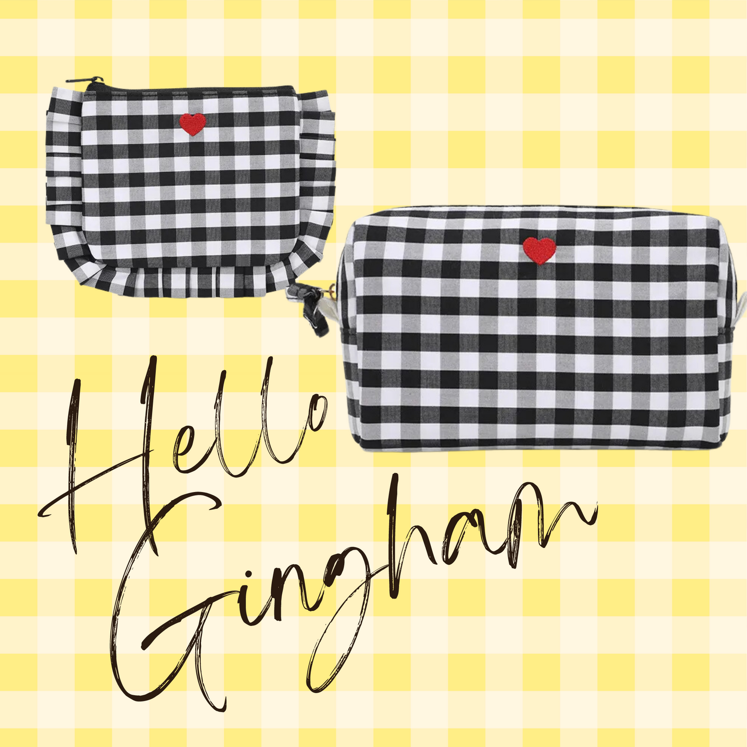 Black and white gingham purse sale
