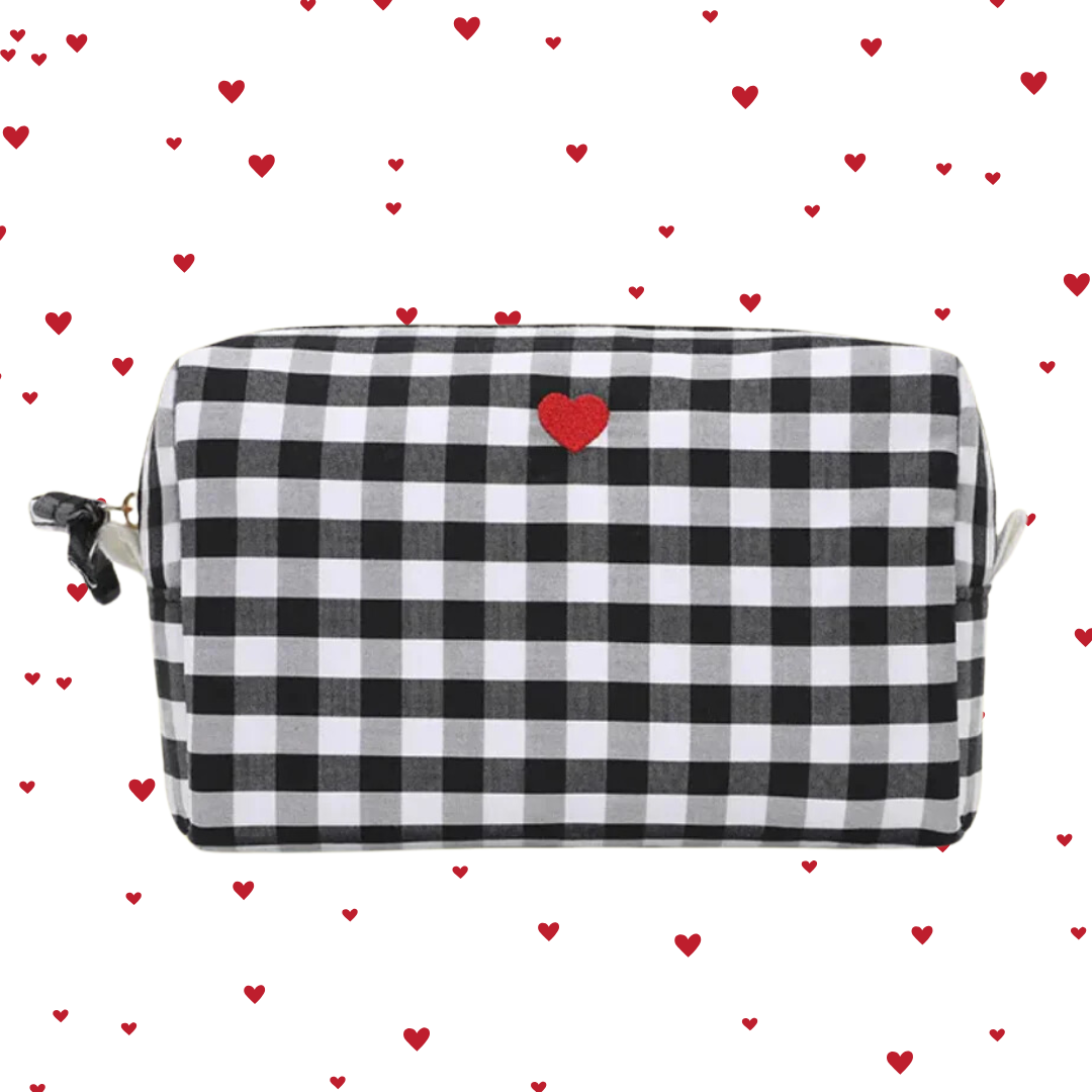 Gingham Wash Bag - Black and White