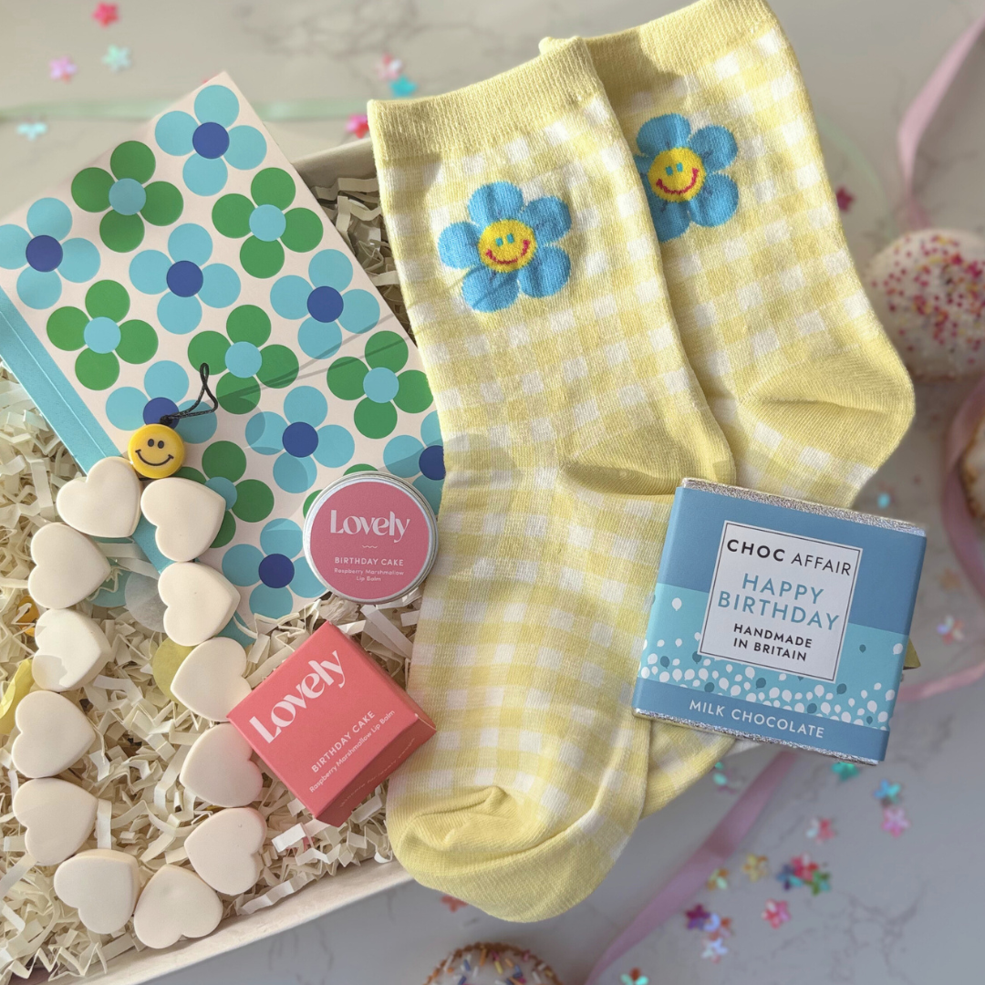 Happy Birthday Letterbox Gift For Teens And Tweens – Smiley Heart Edition In Yellow