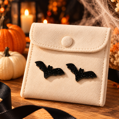 Black Glitter Bat Earrings