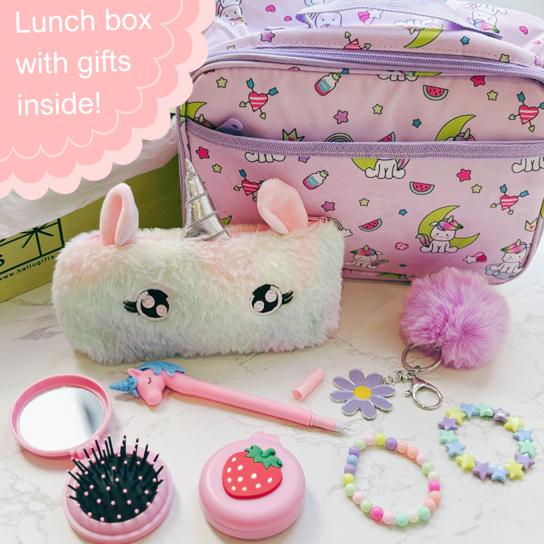 Kids Unicorn Themed Gift Box with Lunch Box! - Lilac