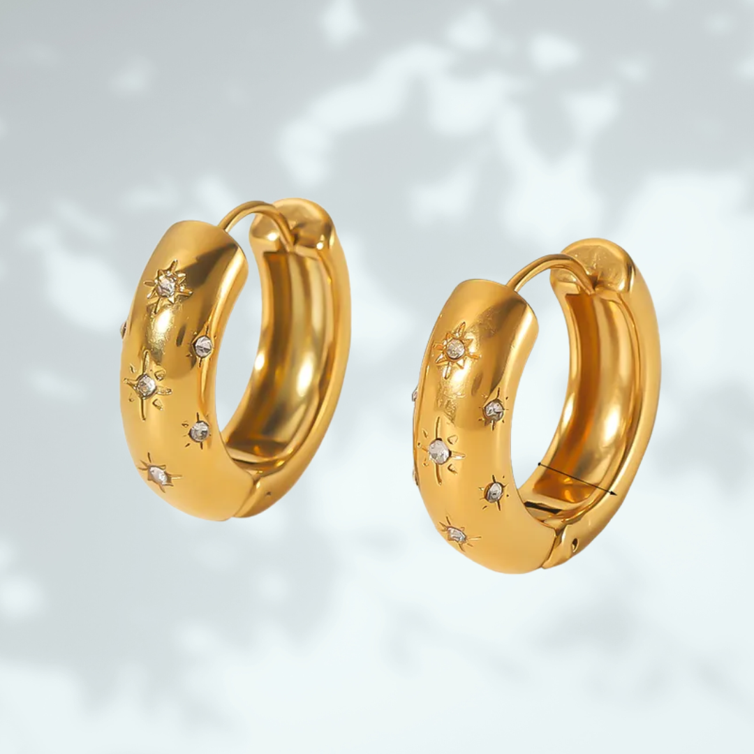 Gold Star Small Hoop Earrings