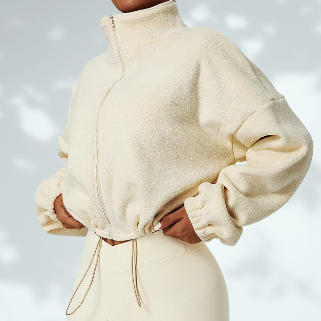 Cropped Zip-Up Fleece Gym Jacket - 2 colours