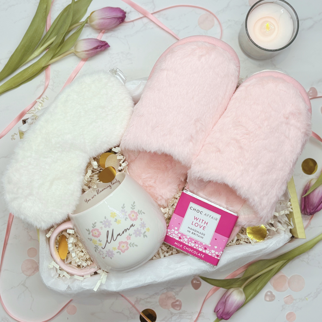 Best Mum Mother’s Day Gift – Cosy Slippers, Mug, Eye Mask &amp; Chocolate Treat