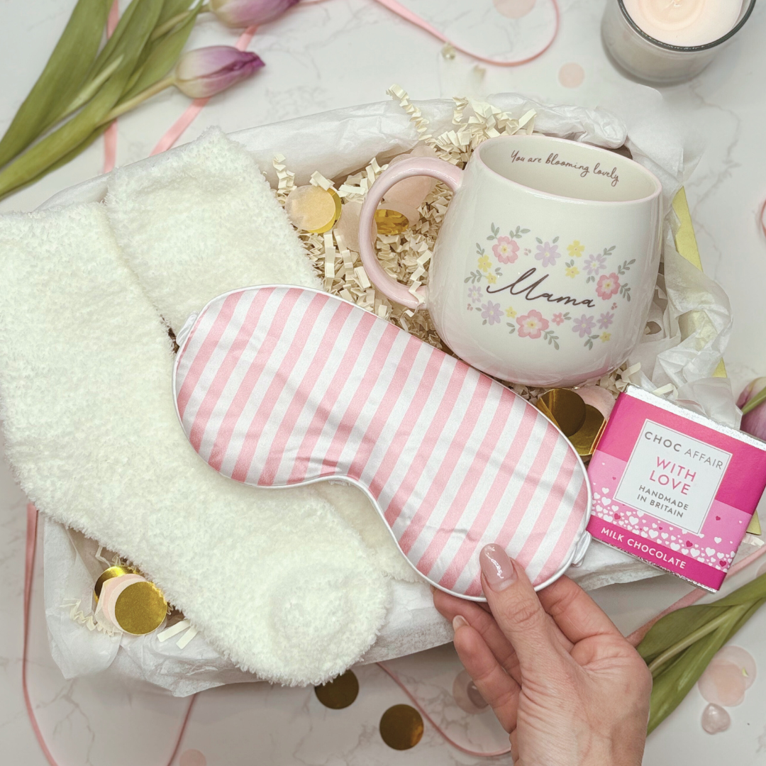Mother’s Day Gift To Show You Care – Mama Mug, Eye Mask, Cosy Socks And Chocolate