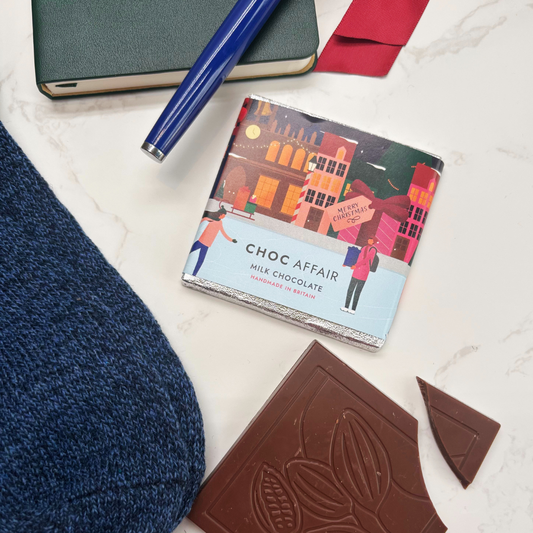 Men’s Luxury Christmas Letterbox Gift – Racing Green Notebook, Pen, Socks &amp; Chocolate