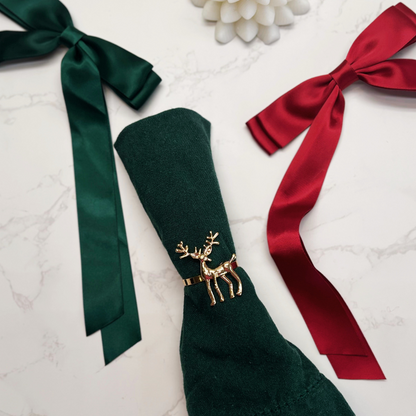 Reindeer Napkin Ring – Gold or Silver Christmas Table Decoration (Set of 4 or 6)
