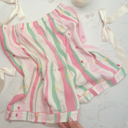 Striped Pyjamas with Star &amp; Heart Detail – Christmas PJ Gift Box with Eye Mask for Her, Teen, Sister, Daughter