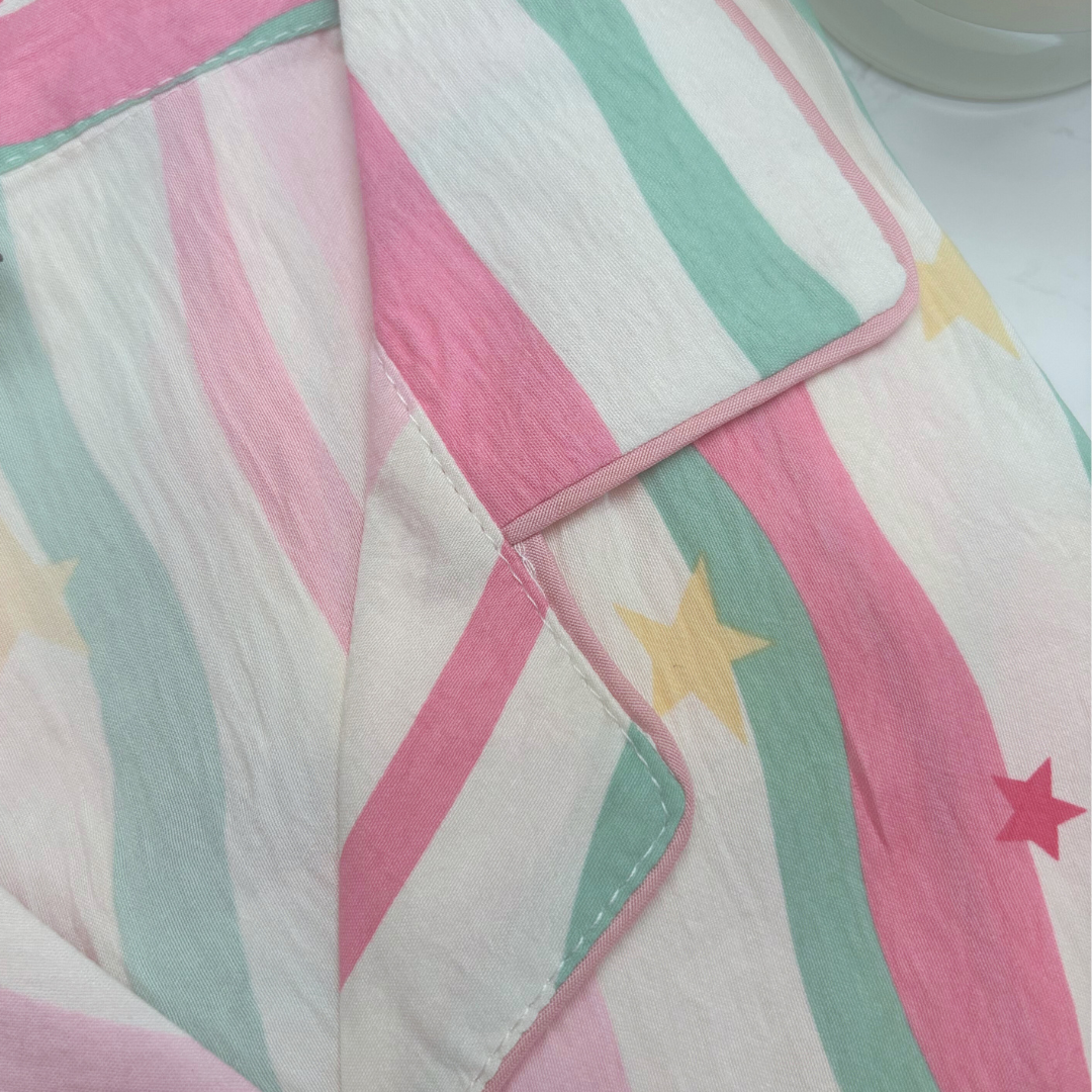 Striped Pyjamas with Star &amp; Heart Detail – Christmas PJ Gift Box with Eye Mask for Her, Teen, Sister, Daughter