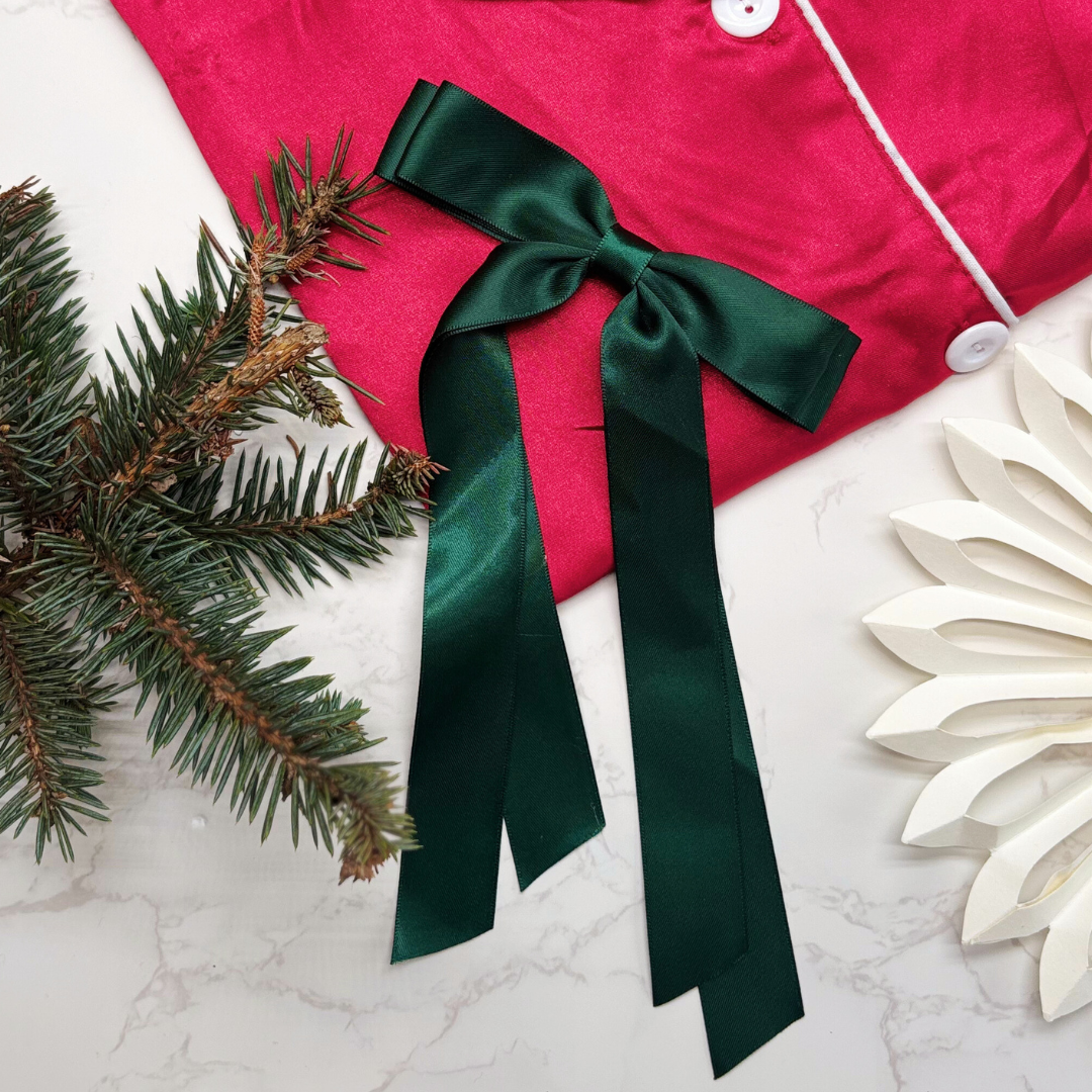 Festive Luxury Pyjama Gift Box – Satin Christmas PJs, Candle, Socks &amp; Accessories for Her - DEEP PINK