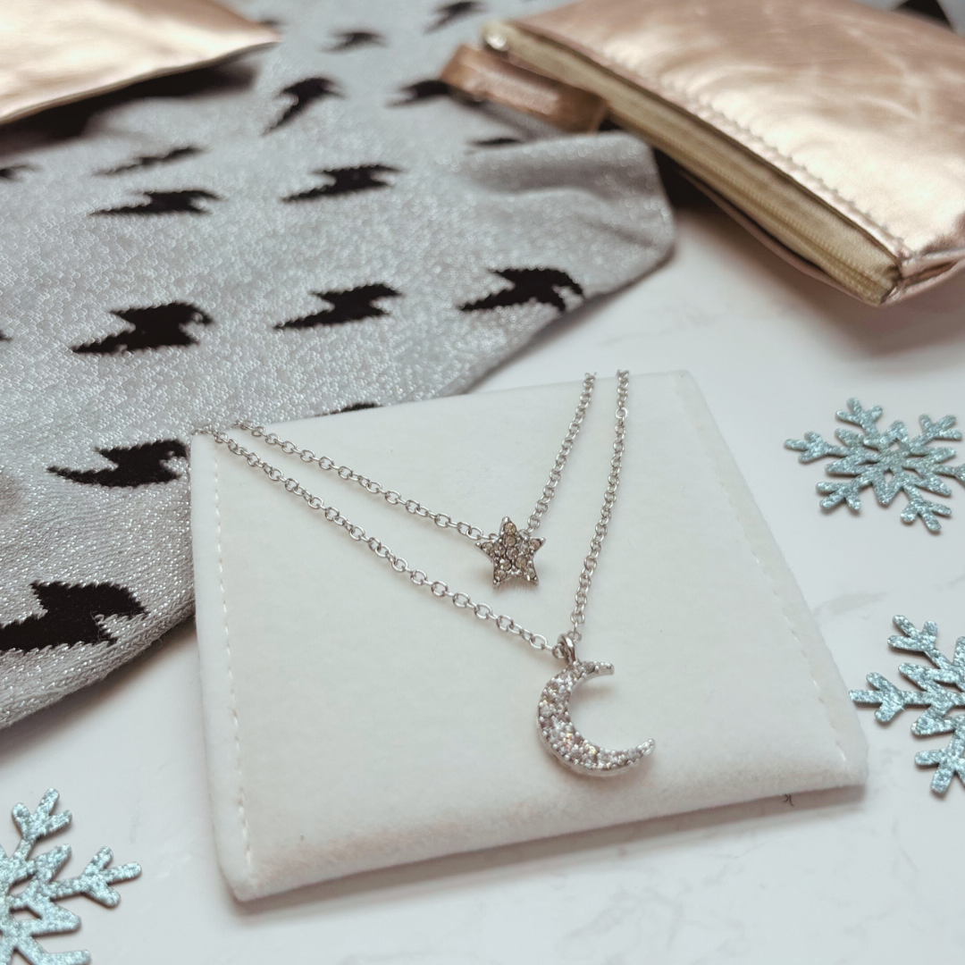 Christmas Party Ready Letterbox Gift – ROSE GOLD. Sparkle Socks, Necklace, Scrunchie &amp; Purses for Her