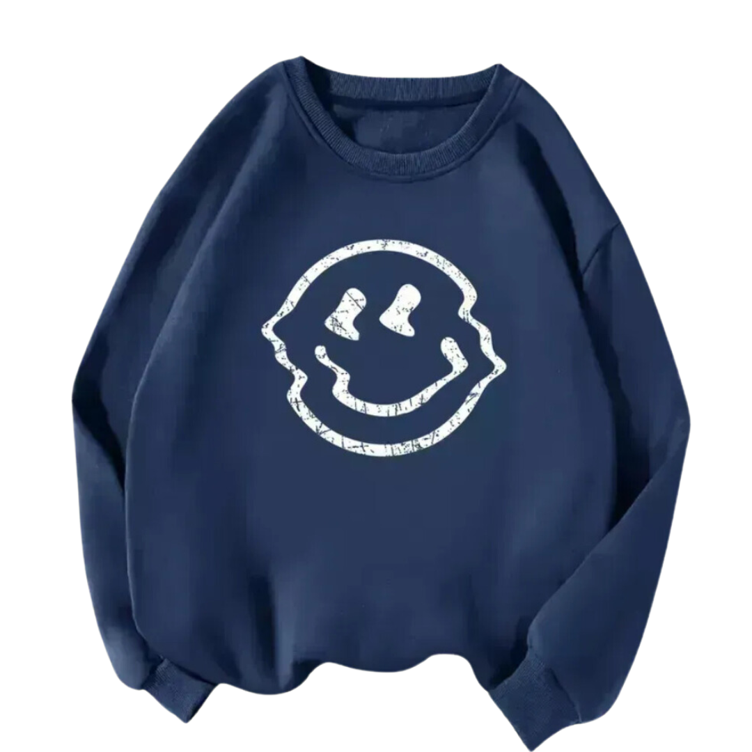 Smiley Face Dark Blue Sweatshirt – Cosy Gift With Good Vibes SALE