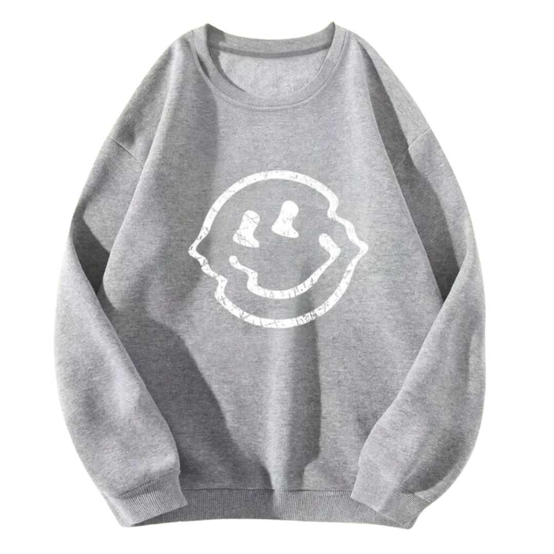 Smiley Face Grey Sweatshirt – Cosy Gift With Good Vibes SALE