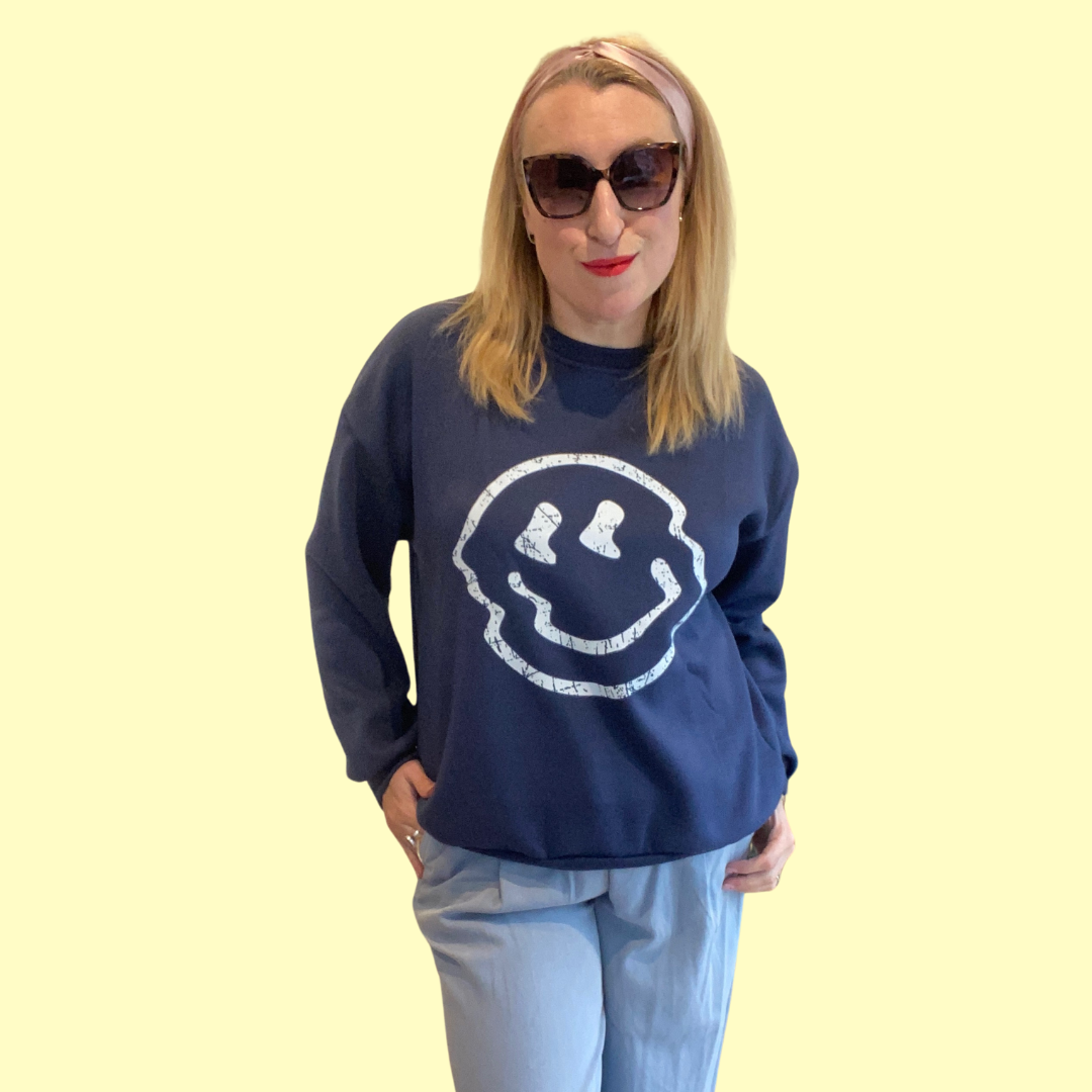 Smiley Sweatshirt - Dark Blue