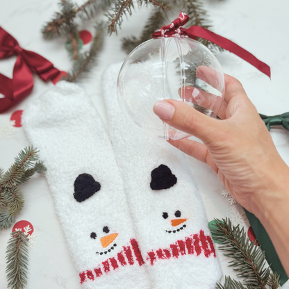 Snowman Socks in Christmas Bauble – Stocking Filler or Secret Santa