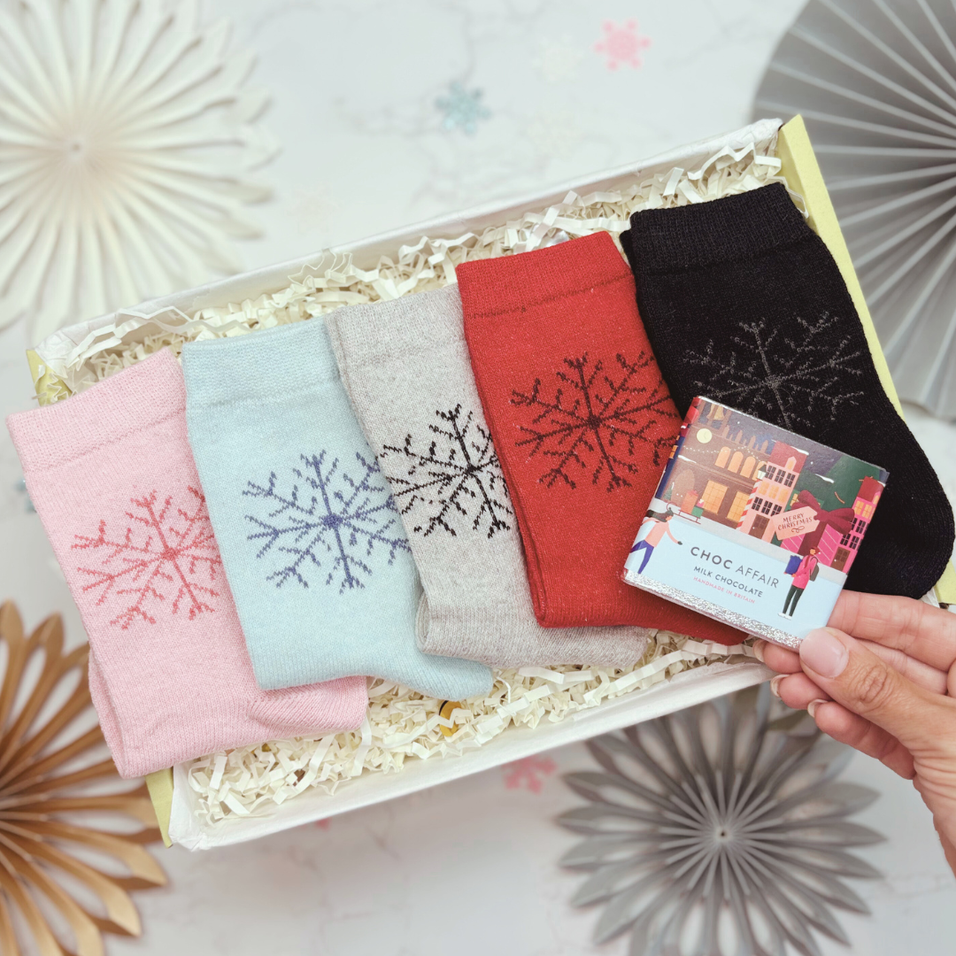Luxury Festive Sock Letterbox Gift – Cosy Christmas Gift for Her (5 Pairs)