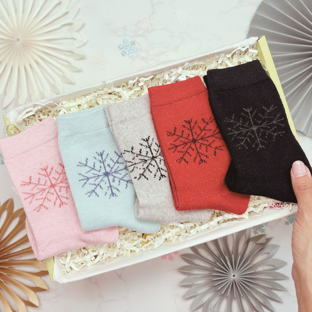Luxury Festive Sock Letterbox Gift – Cosy Christmas Gift for Her (5 Pairs)