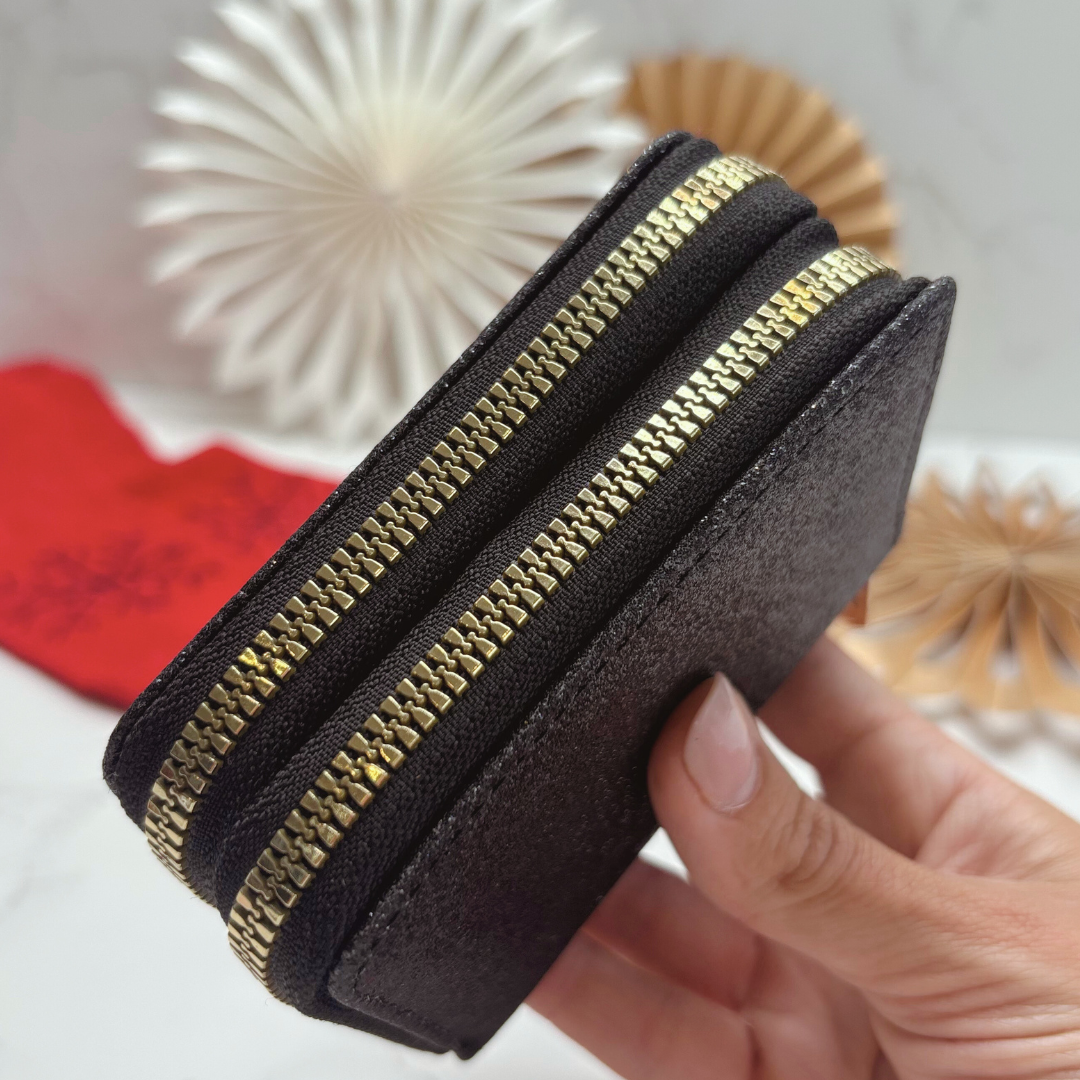 Glitter Purse, Festive Socks &amp; Chocolate Christmas Gift Box BLACK – Gift for Her (Optional Candle)
