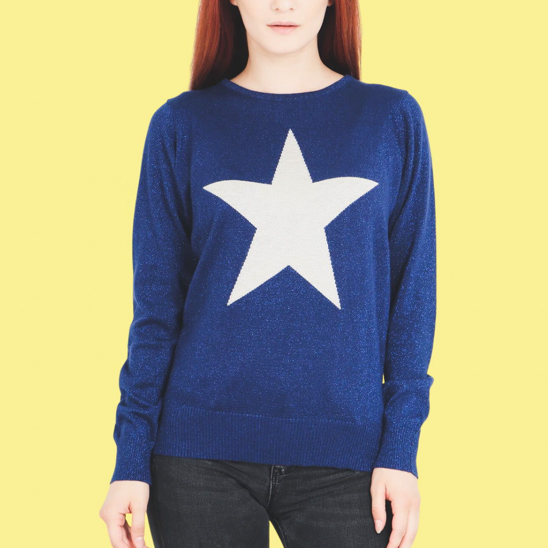 Navy Jumper with Silver Star Detail